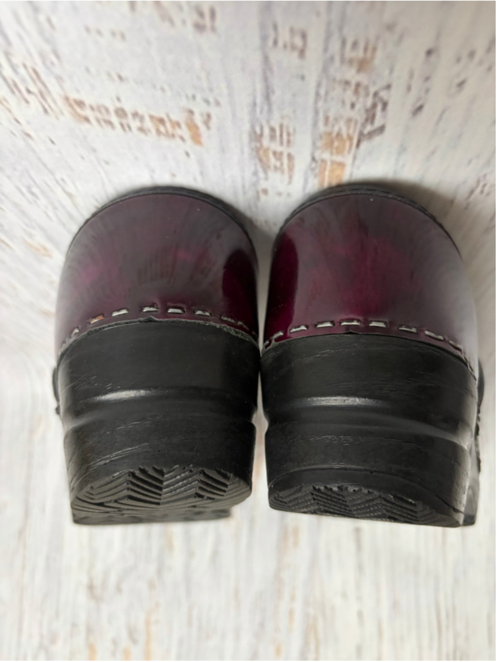 Women's Sanita Patent Leather Clogs Purple Black Size 37 - Picture 7 of 9